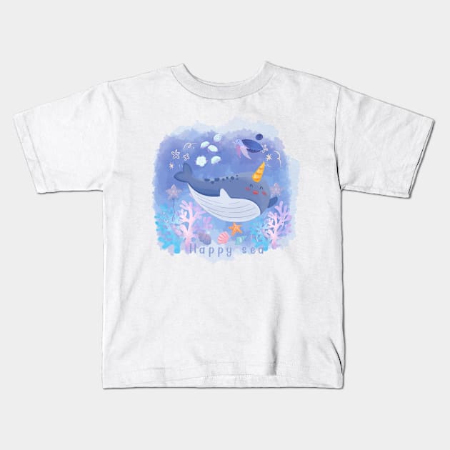 Happy sea Kids T-Shirt by LelaApisada